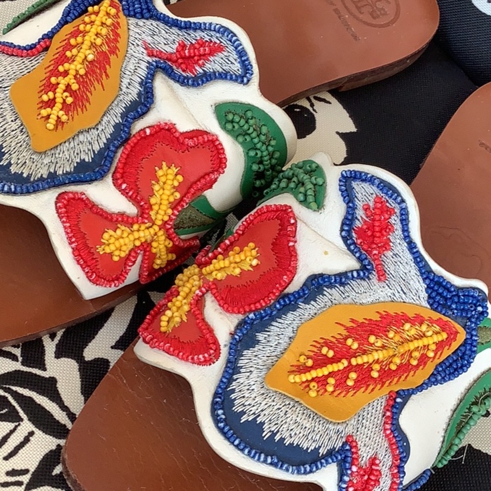 Tory Burch Colorful Embroidered Sandals - Picture 2 of 8